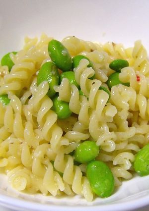 A picture of Edamame and Cheese Italian Pasta Salad.