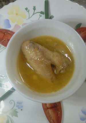 A picture of Chicken garlic soup#chicken contest.