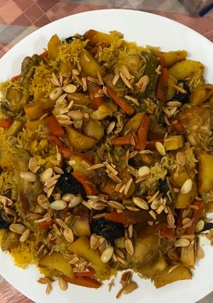صورة لوصفة مقلوبة الدجاج والخضار بالأرز البسمتي (المطبخ الأردني)