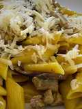 One pot de pasta con pavo y setas