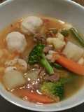 Beef Soup with Veggies and Fish Balls
