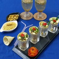 A picture of Papad Paneer cones with Paan Cooler.