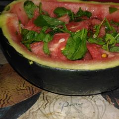 A picture of Spinach watermelon salad.