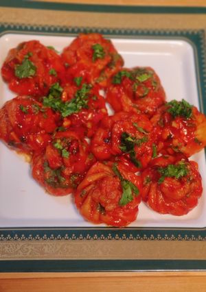 A picture of Garlicky wheat momos.