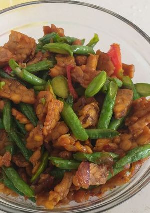 Foto resep Tumis kacang panjang pete tempe