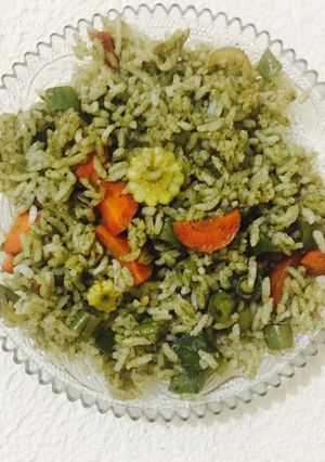 A picture of Coriander mint rice.