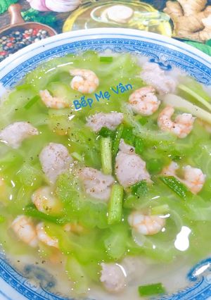 Hình của món Canh tôm và mộc nấu khổ qua.