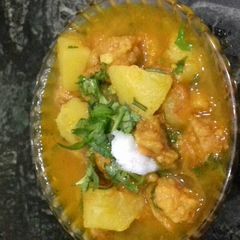 A picture of Moong dal badi or aloo ki sabji.