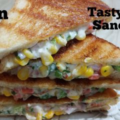 A picture of 5 Min. Recipe || Grilled Cheese Corn Sandwich ||.