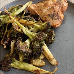 Roasted tahini broccoli A picture of Roasted tahini broccoli.