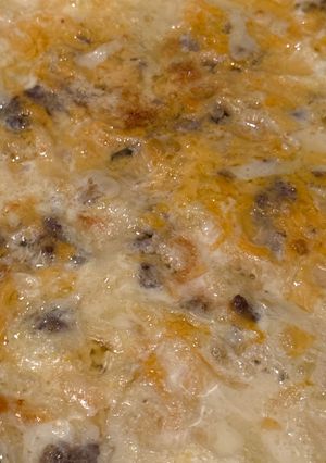 A picture of Tricia’s Carnivore Cheeseburger Casserole.