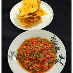 A picture of Tamatar Kuchumber/ Pico De Gallo / Fresco Salsa with Pappadum.