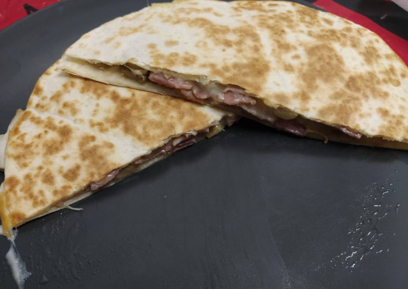 🌮 Quesadilla bacon y champiñones
