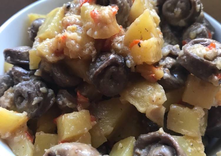 Balado jantung ayam dan kentang