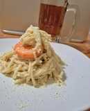 Spaghetti con camarones