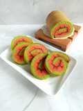 Red Velvet Pandan Roll Cake
