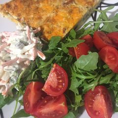 A picture of Caramelised red onion and Parma ham crust less quiche.