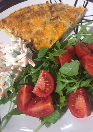 A picture of Caramelised red onion and Parma ham crust less quiche.