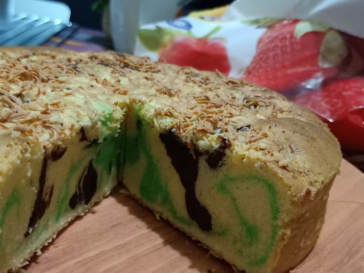 Bagaimana Membuat BeeBoo Bolu panggang empuk Marble coklat-pandan, Enak Banget