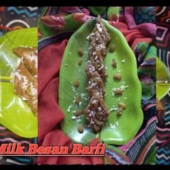 A picture of Besan Milk Burfi from ghee residue.