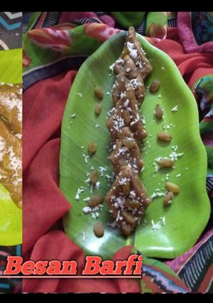 A picture of Besan Milk Burfi from ghee residue.