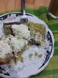 Batata de mi jardín con queso y queso crema