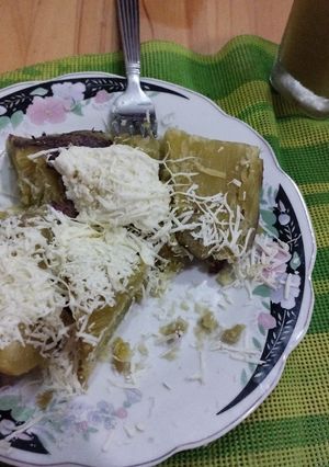 Una foto de Batata de mi jardín con queso y queso crema