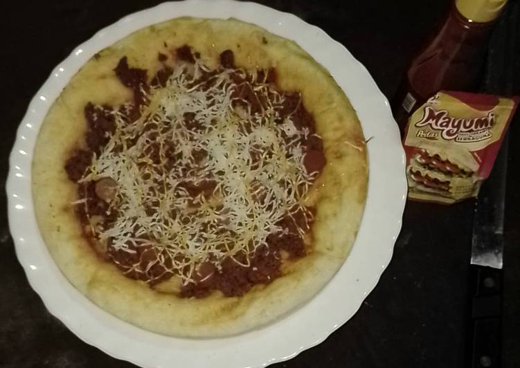Cara Gampang Bikin Pizza Daging Cornet (Tanpa susu), Bikin Ngiler