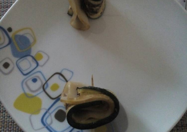 Involtini di zucchine e pesce spada affumicata