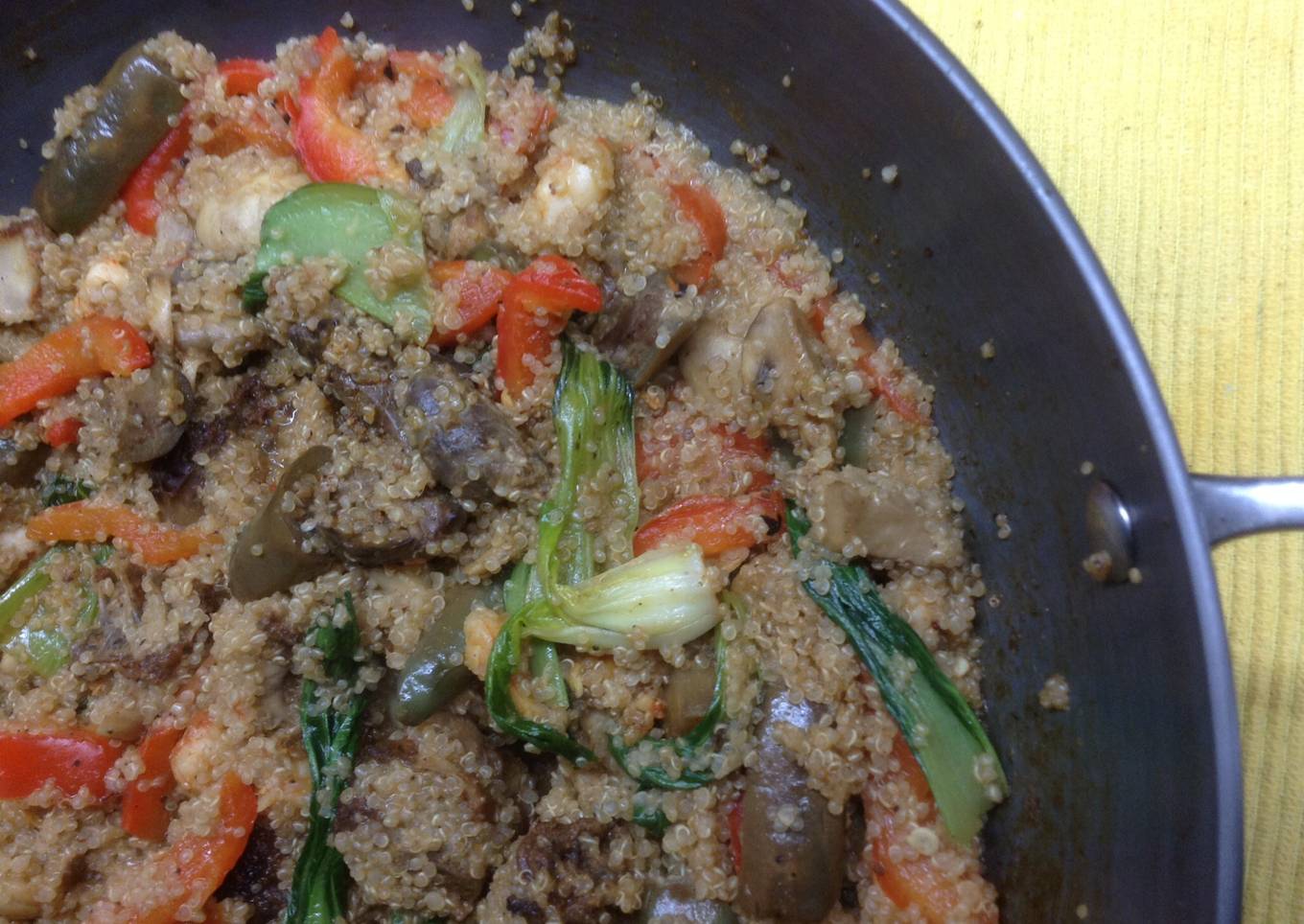 Quinoa with chicken and stir fried Asian veggies