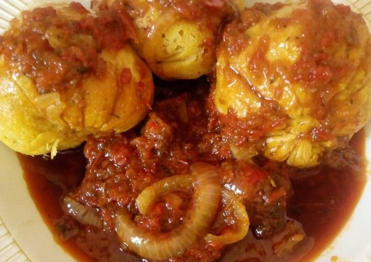 Recipe of Quick Moimoi with beaf meat sauce
