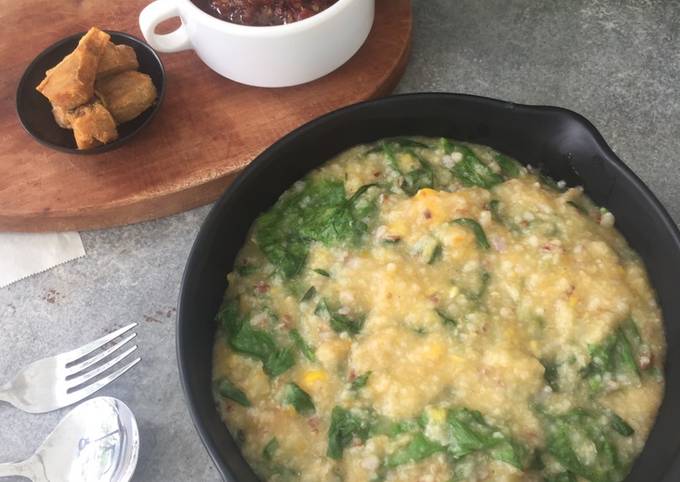 Resep Bubur Manado/Tinotuan + Sambal Roa, Enak Banget