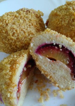 Zabpehelylisztes, túrós, szilvás gombóc recept fotója