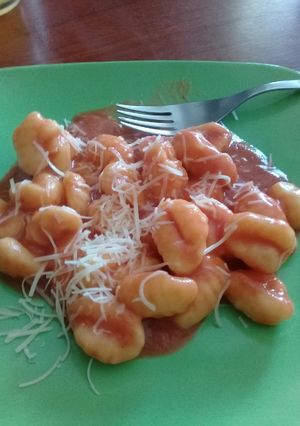 Una foto de Ñoquis de papa y calabaza🍝