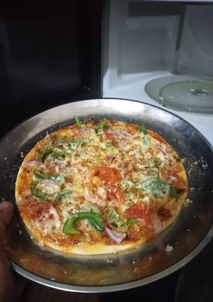 A picture of Handmade pizza.
