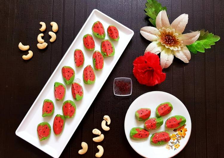 Step-by-Step Guide to Make Super Quick Homemade Watermelon-shaped Kaaju Sweets