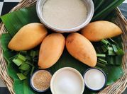 A picture of mango sticky rice