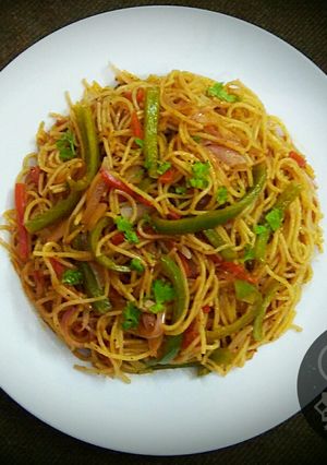 A picture of Vegetable Chowmin in my style.