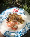 Hoàn thánh tôm thịt sốt tỏi tương