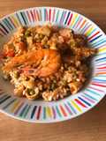 Arroz con calamares y langostinos