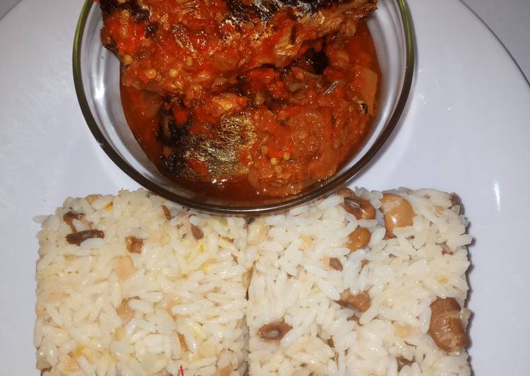 Rice&amp; Beans with fish stew