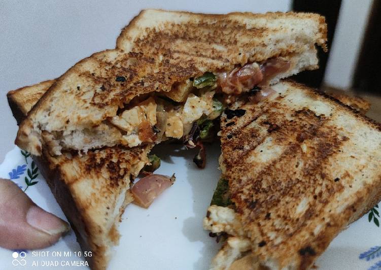 Recipe of Speedy Paneer Tikka Sandwich