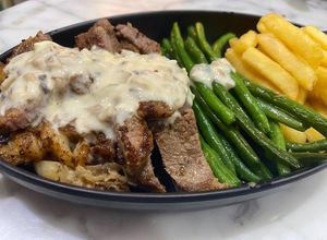 Foto resep Ribeye steak with mushroom sauce