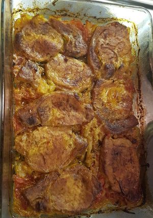 Mustáros sült karaj hagymával recept fotója