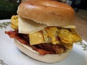 A picture of bagel with cheese