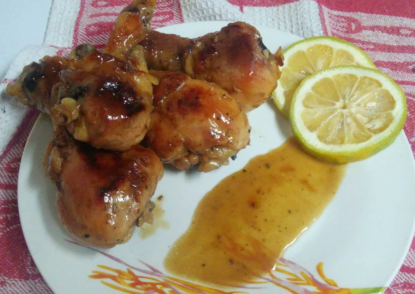 Pollo asado con salsa de naranja y miel