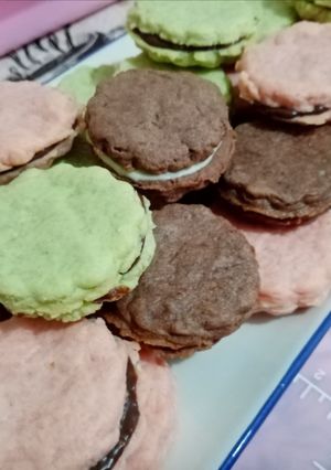 O poză a rețetei Cookies în culori cu ciocolată.