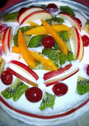 A picture of Fresh fruit cake.