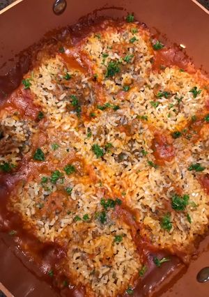 A picture of Roasted Red Pepper Porcupine Meatballs.