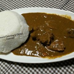 A picture of Swallow(tuwon masara)with boabab soup(miyan kuka).